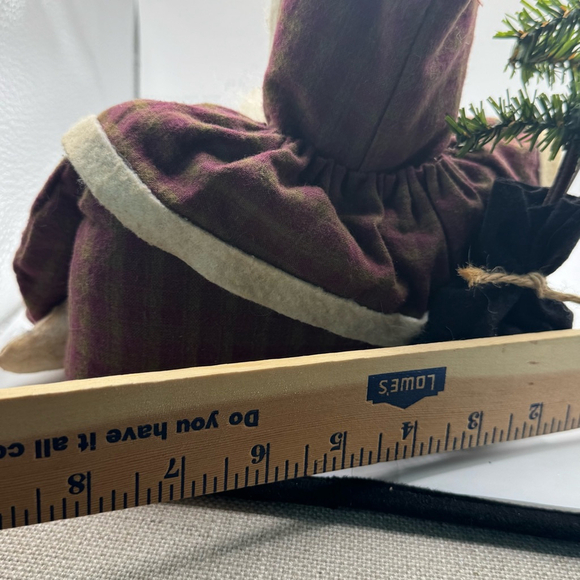 Vintage Fabric Santa Doll Burgundy Beige - Picture 4 of 5